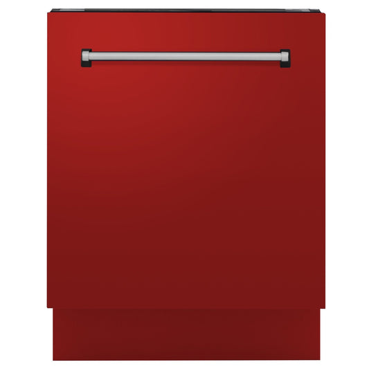 ZLINE 24" Dishwasher in Red Matt panel, Stainless Tub, DWV-RM-24