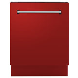 ZLINE 24" Dishwasher in Red Matt panel, Stainless Tub, DWV-RM-24