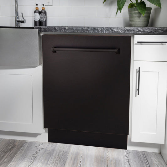 ZLINE 24" Dishwasher, Oil Rubbed Bronze panel, Stainless Tub, DWV-ORB-24