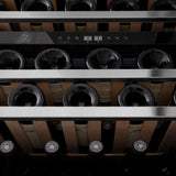 ZLINE 24" Dual Zone 44-Bottle Wine Cooler in Stainless Steel with Wood Shelf RWV-UD-24