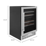ZLINE 24" Dual Zone 44-Bottle Wine Cooler in Stainless Steel with Wood Shelf RWV-UD-24