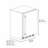 ZLINE 24 in. Touchstone Beverage Fridge, Solid Stainless Door, Champagne Bronze Handle RBSOZ-ST-24-CB