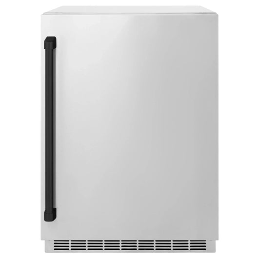 ZLINE 24 in. Touchstone Beverage Fridge, Solid Stainless Door, Matte Black Handle RBSOZ-ST-24-MB