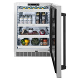 ZLINE 24 in. Touchstone Beverage Fridge, Solid Stainless Door, Matte Black Handle RBSOZ-ST-24-MB
