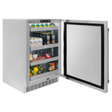 ZLINE 24 in. Touchstone Beverage Fridge, Solid Stainless Door, Matte Black Handle RBSOZ-ST-24-MB