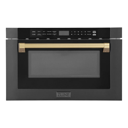 ZLINE 24" Microwave Drawer, Black Stainless, Bronze MWDZ-1-BS-H-CB