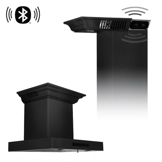 ZLINE 24" Range Hood, Black Stainless, Built-In Speakers, BSKENCRN-BT-24