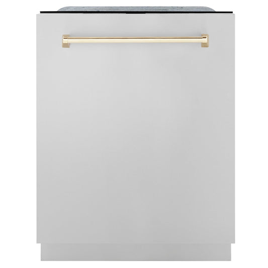 ZLINE 24"Autograph Dishwasher, Stainless, Accent Handle, DWMTZ-304-24-G