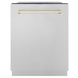 ZLINE 24"Autograph Dishwasher, Stainless, Accent Handle, DWMTZ-304-24-G