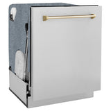 ZLINE 24"Autograph Dishwasher, Stainless, Accent Handle, DWMTZ-304-24-G