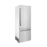 ZLINE 30" 16.1 cu. ft. Built-In 2-Door Bottom Freezer Refrigerator with Internal Water and Ice Dispenser in Stainless Steel RBIV-304-30