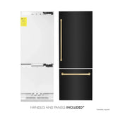 ZLINE 30" Autograph 16.1 cu. ft. 2-Door Bottom Freezer Fridge Water/Ice Dispenser Black Stainless Steel Champagne Bronze Accents RBIVZ-BS-30-CB