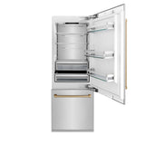 ZLINE 30" Autograph 16.1 cu. ft. 2-Door Bottom Freezer Fridge Water/Ice Dispenser Stainless Steel Champagne Bronze Accents RBIVZ-304-30-CB