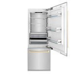 ZLINE 30” Autograph 16.1 cu. ft. 2-Door Bottom Freezer Fridge Water/Ice Dispenser Stainless Steel Gold Accents RBIVZ-304-30-G