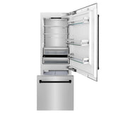 ZLINE 30" Autograph 16.1 cu. ft. 2-Door Bottom Freezer Fridge Water/Ice Dispenser Stainless Steel Matte Black Accents RBIVZ-304-30-MB