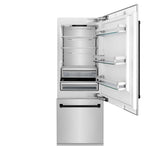 ZLINE 30" Autograph 16.1 cu. ft. 2-Door Bottom Freezer Fridge Water/Ice Dispenser Stainless Steel Matte Black Accents RBIVZ-304-30-MB