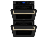 ZLINE 30" Autograph Double Wall Oven with Self Clean and True Convection in Black Stainless Steel Champagne Bronze AWDZ-30-BS-CB