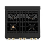 ZLINE 30" Autograph Dual Fuel Range, Black Stainless, Gold, RABZ-30-G