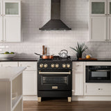 ZLINE 30" Autograph Dual Fuel Range, Black Stainless, Gold, RABZ-30-G