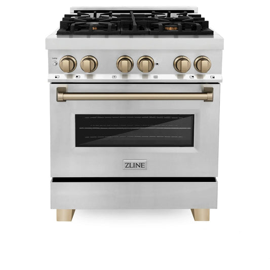 ZLINE 30" Autograph Dual Fuel Range, Stainless Steel, RAZ-30-CB