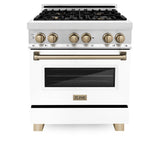 ZLINE 30" Autograph Dual Fuel Range, White Door, Bronze, RAZ-WM-30-CB