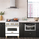 ZLINE 30" Autograph, Dual Fuel Range, White Door, Gold, RASZ-WM-30-G