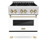 ZLINE 30" Autograph, Dual Fuel Range, White Door, Gold, RASZ-WM-30-G