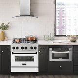 ZLINE 30" Autograph, Dual Fuel Range, White Door, RASZ-WM-30-MB