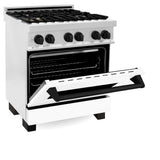 ZLINE 30" Autograph, Dual Fuel Range, White Door, RASZ-WM-30-MB