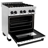 ZLINE 30" Autograph Dual Fuel Range, White Door, RAZ-WM-30-MB