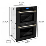 ZLINE 30" Autograph Edition Double Wall Oven with Self Clean and True Convection in Black Stainless Steel Gold Accent AWDZ-30-BS-G