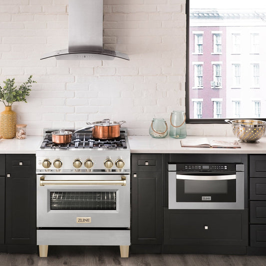ZLINE 30" Autograph Edition, Dual Fuel Range, Gold Accents, RAZ-30-G