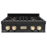 ZLINE 30" Autograph Edition Rangetop, Gold Accents, RTBZ-30-G