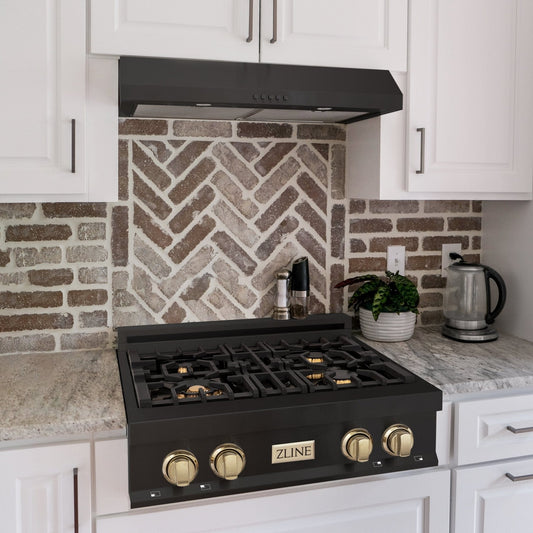 ZLINE 30" Autograph Edition Rangetop, Gold Accents, RTBZ-30-G