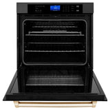 ZLINE 30" Autograph Edition Single Wall Oven with Self Clean and True Convection in Black Stainless Steel Gold Accent AWSZ-30-BS-G