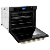 ZLINE 30" Autograph Edition Single Wall Oven with Self Clean and True Convection in Black Stainless Steel Gold Accent AWSZ-30-BS-G