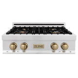 ZLINE 30" Autograph Rangetop, DuraSnow, Bronze Accents, RTSZ-30-CB