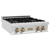 ZLINE 30" Autograph Rangetop, DuraSnow, Bronze Accents, RTSZ-30-CB