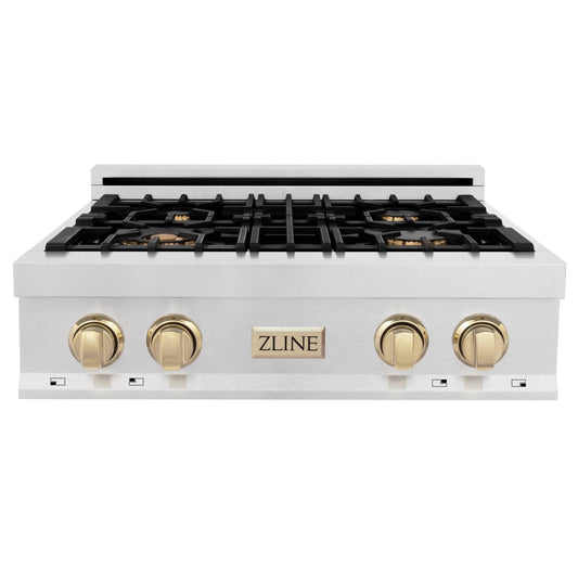 ZLINE 30" Autograph Rangetop, DuraSnow, Gold Accent, RTZ-30-G