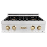 ZLINE 30" Autograph Rangetop, DuraSnow, Gold Accent, RTZ-30-G
