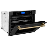 ZLINE 30" Autograph Single Wall Oven with Self Clean and True Convection in Black Stainless Steel Champagne Bronze AWSZ-30-BS-CB