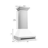 ZLINE 30" Autograph Stainless Wall Range Hood, White, 8654STZ-WM30-MB