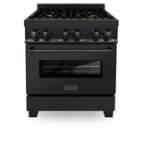ZLINE 30" Black Stainless, Gas/Electric Oven, Brass Burners, RAB-BR-30