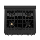 ZLINE 30" Black Stainless, Gas/Electric Oven, Brass Burners, RAB-BR-30