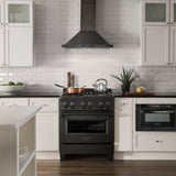 ZLINE 30" Black Stainless, Gas/Electric Oven, Brass Burners, RAB-BR-30