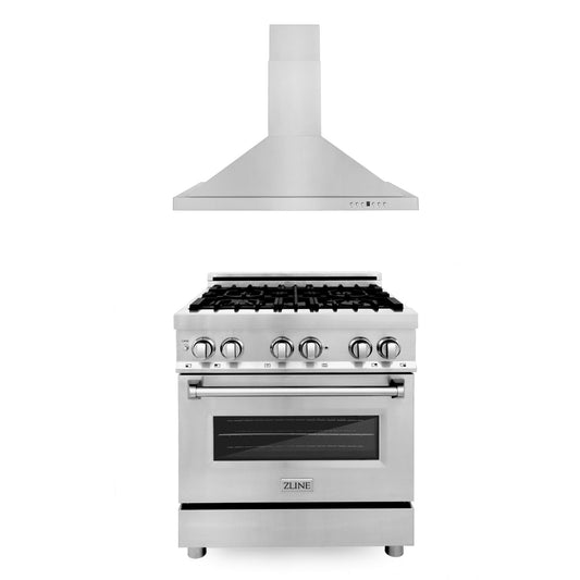 ZLINE 30" Bundle Range RA30 &  Wall Range Hood KB-30, 2KP-RARH30