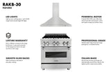 ZLINE 30" Bundle Range RA30 &  Wall Range Hood KB-30, 2KP-RARH30