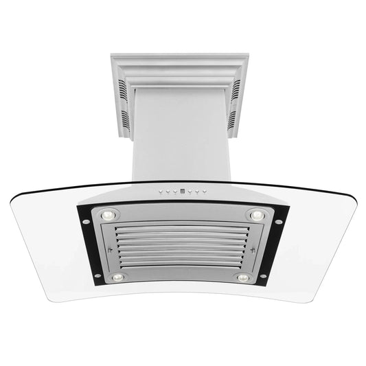 ZLINE 30" CrownSound‚ Ducted Vent Island Mount Range Hood in Stainless Steel with Built-in Bluetooth Speakers, GL9iCRN-BT-30