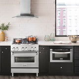 ZLINE 30" Dual Fuel Oven Range, Stainless Steel, Brass Burners, RA-BR-30