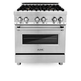 ZLINE 30" Dual Fuel Oven Range, Stainless Steel, Brass Burners, RA-BR-30